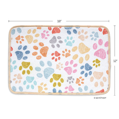 Paw Prints Pet Bowl Mat