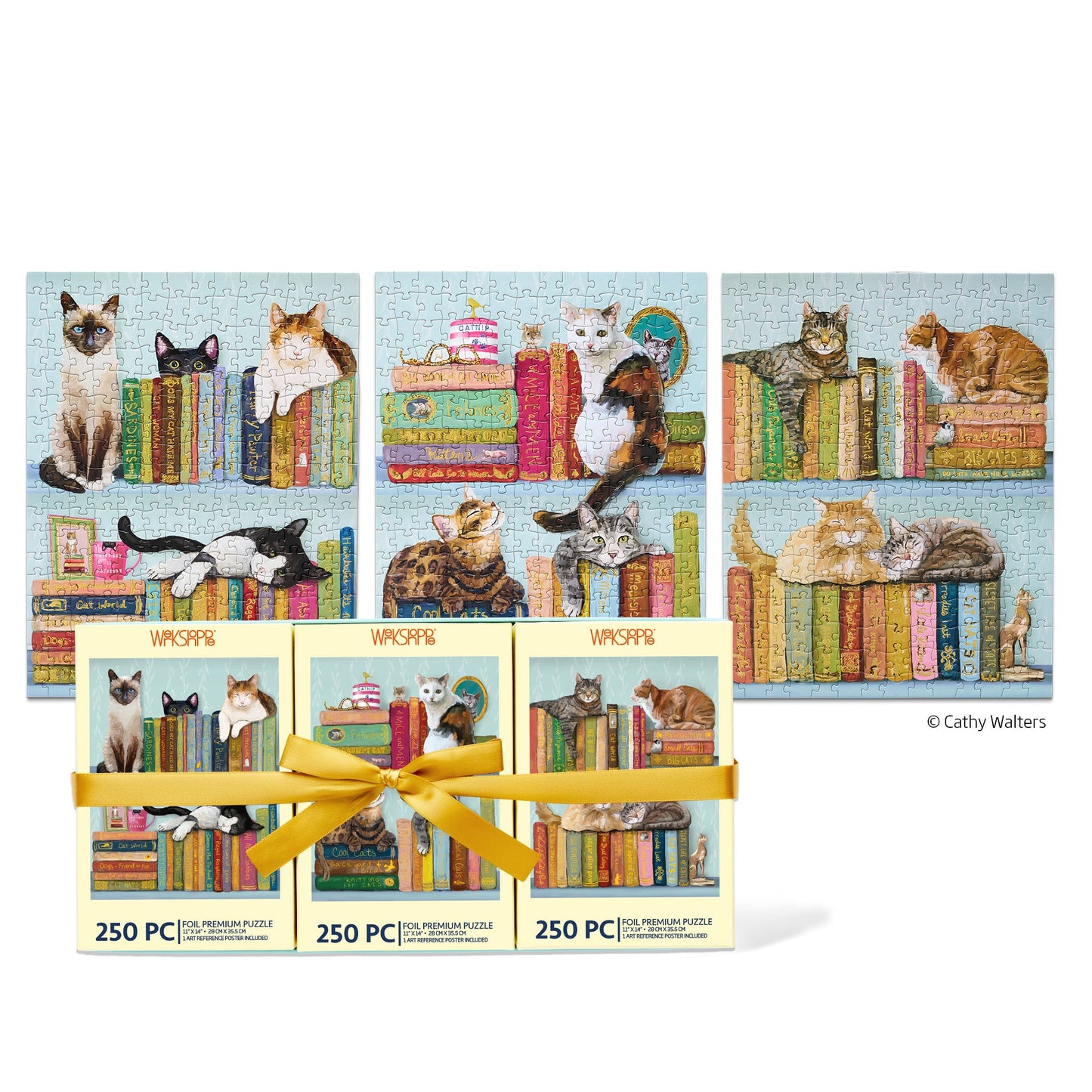 Cats On Books 250 Piece Puzzle Set