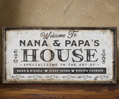 Grandma & Grandpas House Canvas Sign | Personalizable Grandparent Gift