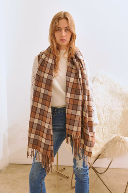Multi Colored Checkered Pattern Scarf