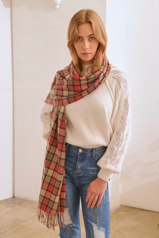 Multi Colored Checkered Pattern Scarf
