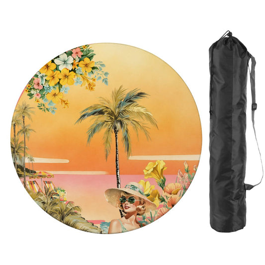 Summer Nostalgic Beach House Round Mahjong Mat