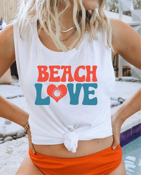 Beach Love Graphic Print Muscle Tank