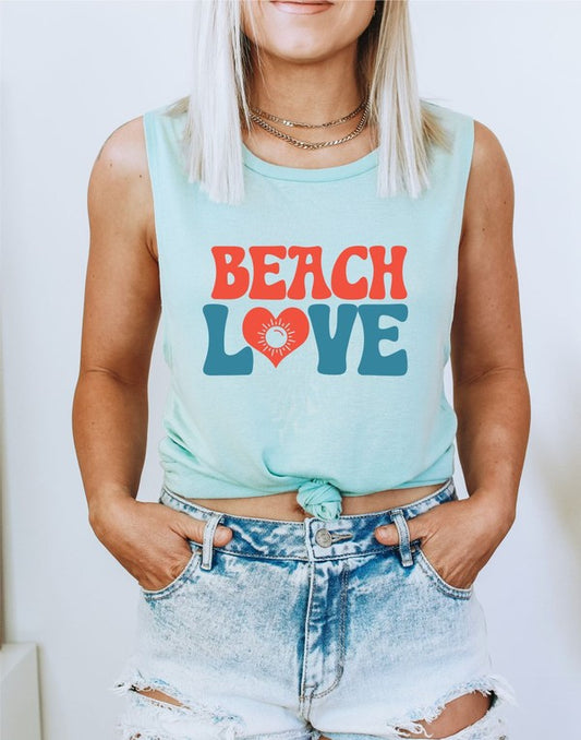 Beach Love Graphic Print Muscle Tank