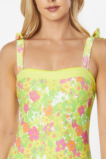 Floral Print One Piece Swimsuit