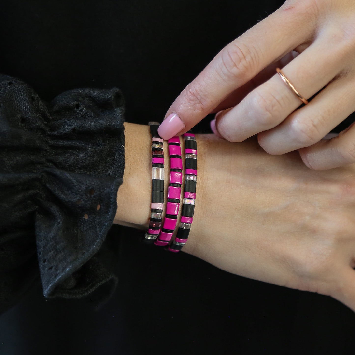 HEART BREAKER - 3 Tila Bead Bracelet Stack