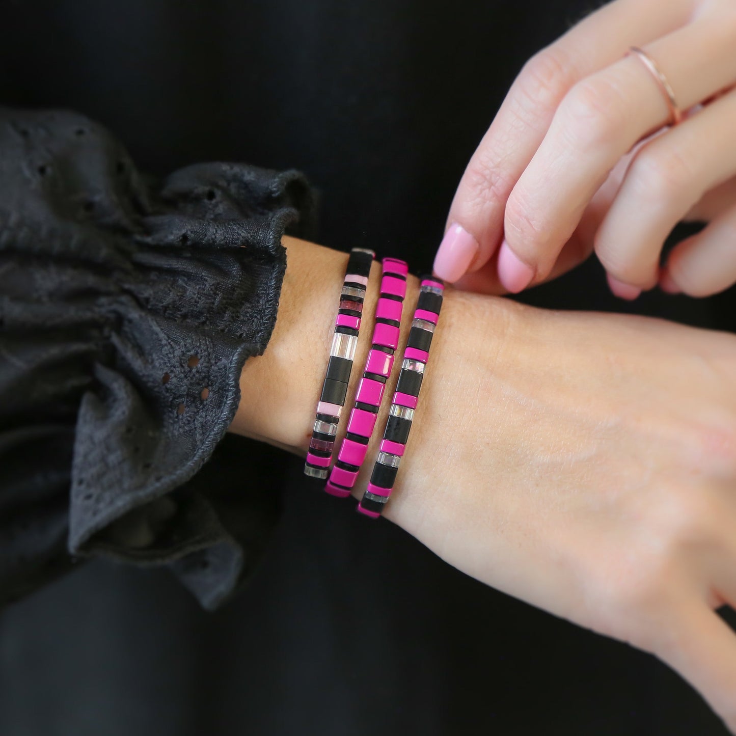 HEART BREAKER - 3 Tila Bead Bracelet Stack
