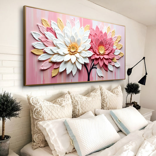 Blushing Blooms Pink Impasto Wall Art