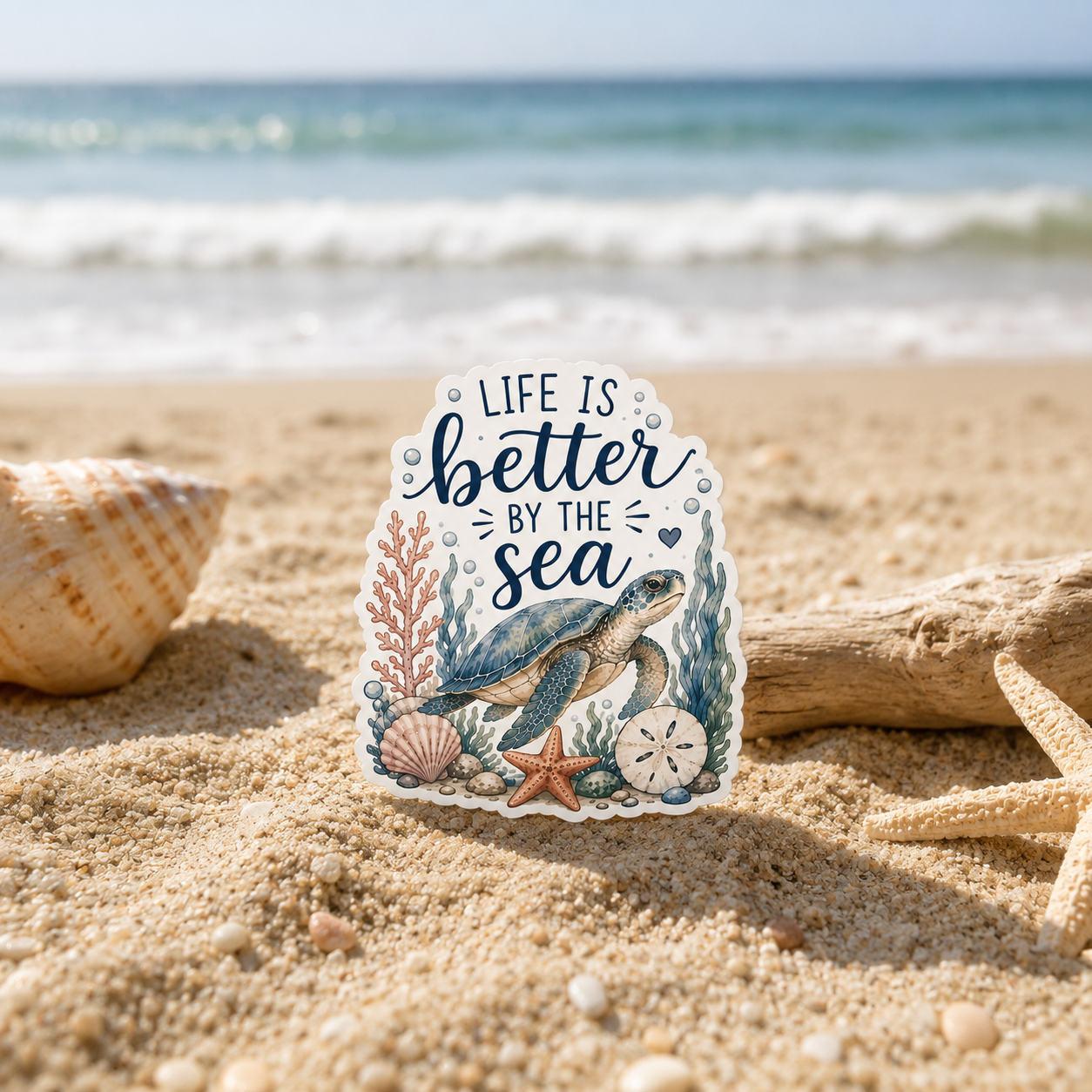 "COMING SOON" Life Is Better by the Sea Sea Turtle Vinyl Sticker