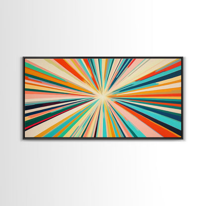 Abstract Star Burst Large Panoramic Wall Art Canvas Print - Horizontal Above Sofa Wall Art - Above Couch Wall Decor - Minimalist Boho Art