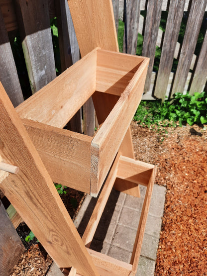 2-Tier Vertical Cedar Ladder Planter Box for Small Spaces