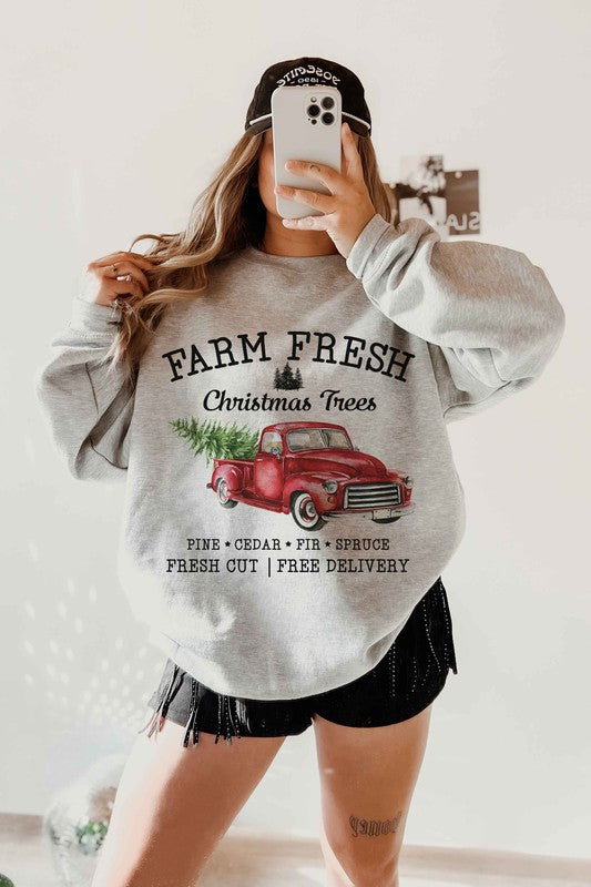 Farm Fresh Christmas Trees Graphic Sweatshirt