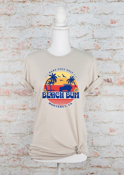 Bare Feet Only Beach Bum Monterey, Ca Graphic Plus Tee