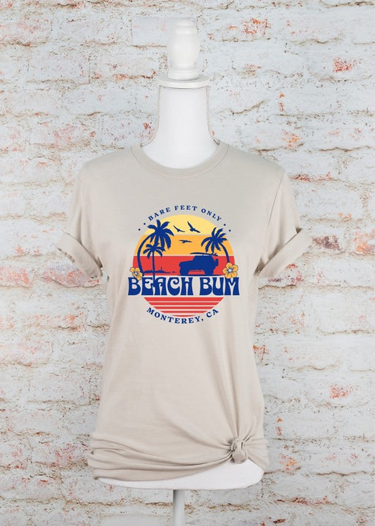 Bare Feet Only Beach Bum Monterey, Ca Graphic Plus Tee