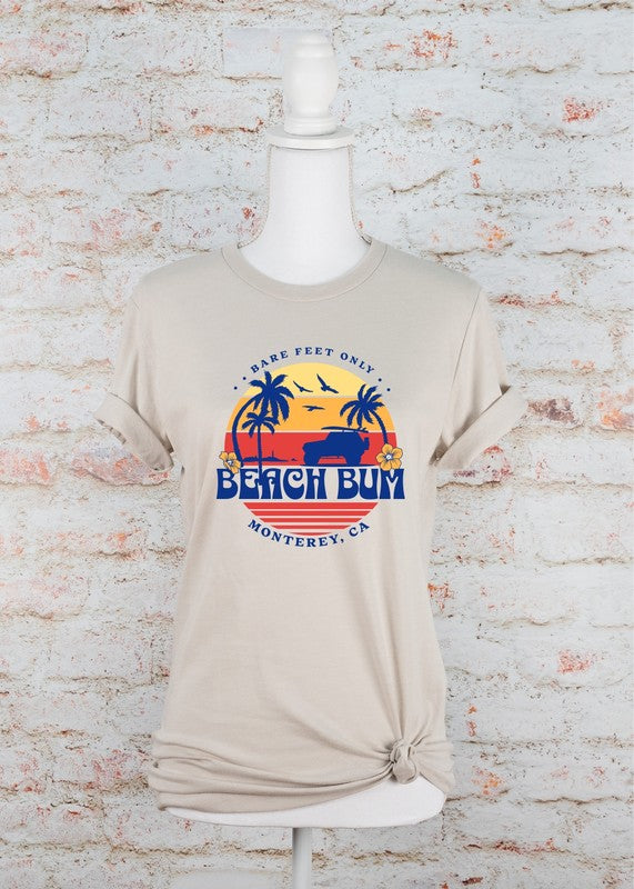 Bare Feet Only Beach Bum Monterey, Ca Graphic Plus Tee
