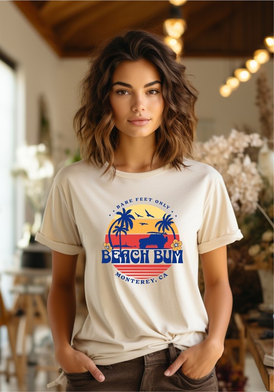 Bare Feet Only Beach Bum Monterey, Ca Graphic Plus Tee
