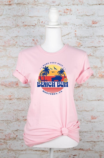 Bare Feet Only Beach Bum Monterey, Ca Graphic Plus Tee