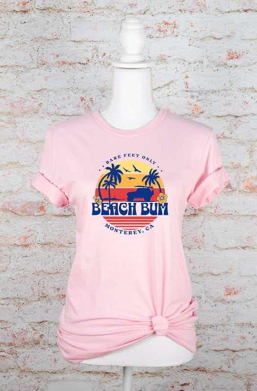 Bare Feet Only Beach Bum Monterey, Ca Graphic Plus Tee