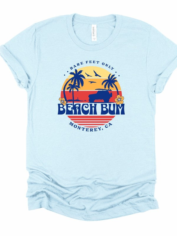 Bare Feet Only Beach Bum Monterey, Ca Graphic Plus Tee