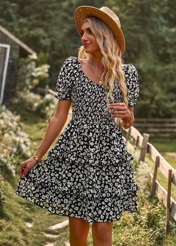 Women's Floral V-Neck Midi Dress