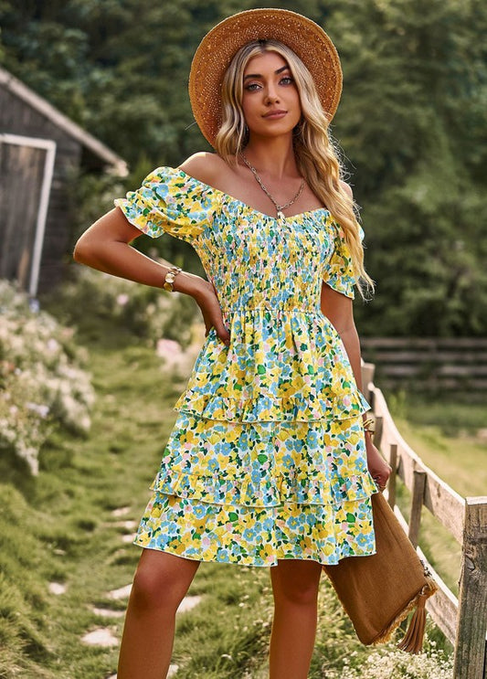 Women's Floral V-Neck Midi Dress