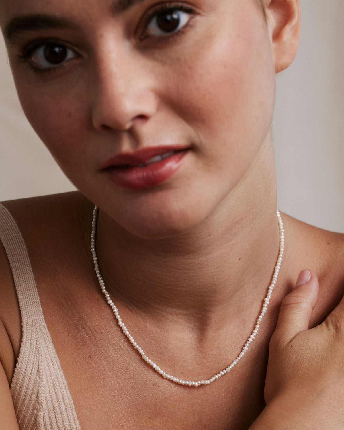 Grit Seed Pearl Necklace