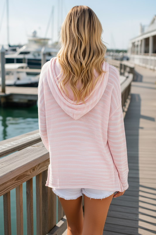 Coastal Stripe Lightweight Hoodie Sweater