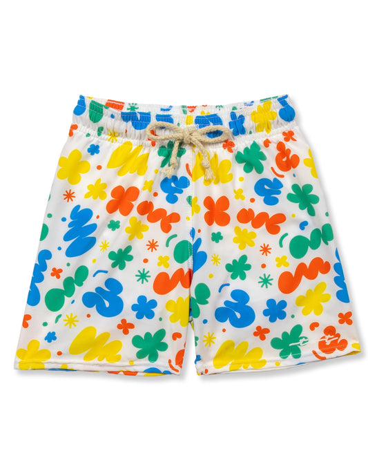 Retro Squiggle Boys Swim Trunks