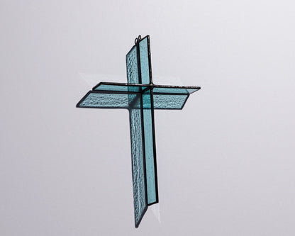 Pale Aqua Cross Suncatcher