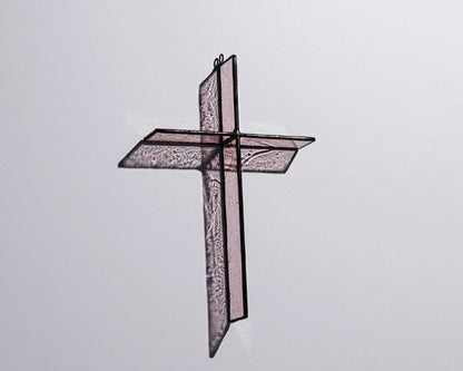 Rose Mist Cross Suncatcher