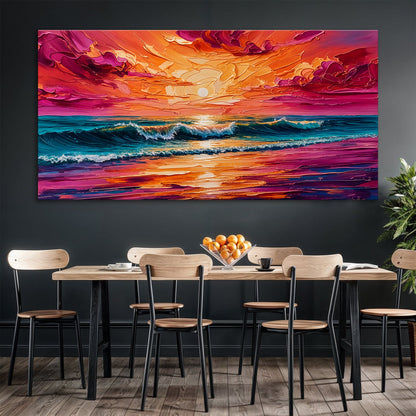 Coastal Sunset Impasto Wall Art