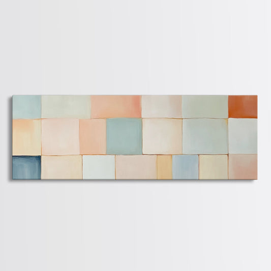 Modern Abstract Framed Canvas | Minimalist Mid Century Modern Wall Art | Large Horizontal Ultra Wide Framed Canvas | MCM Decor