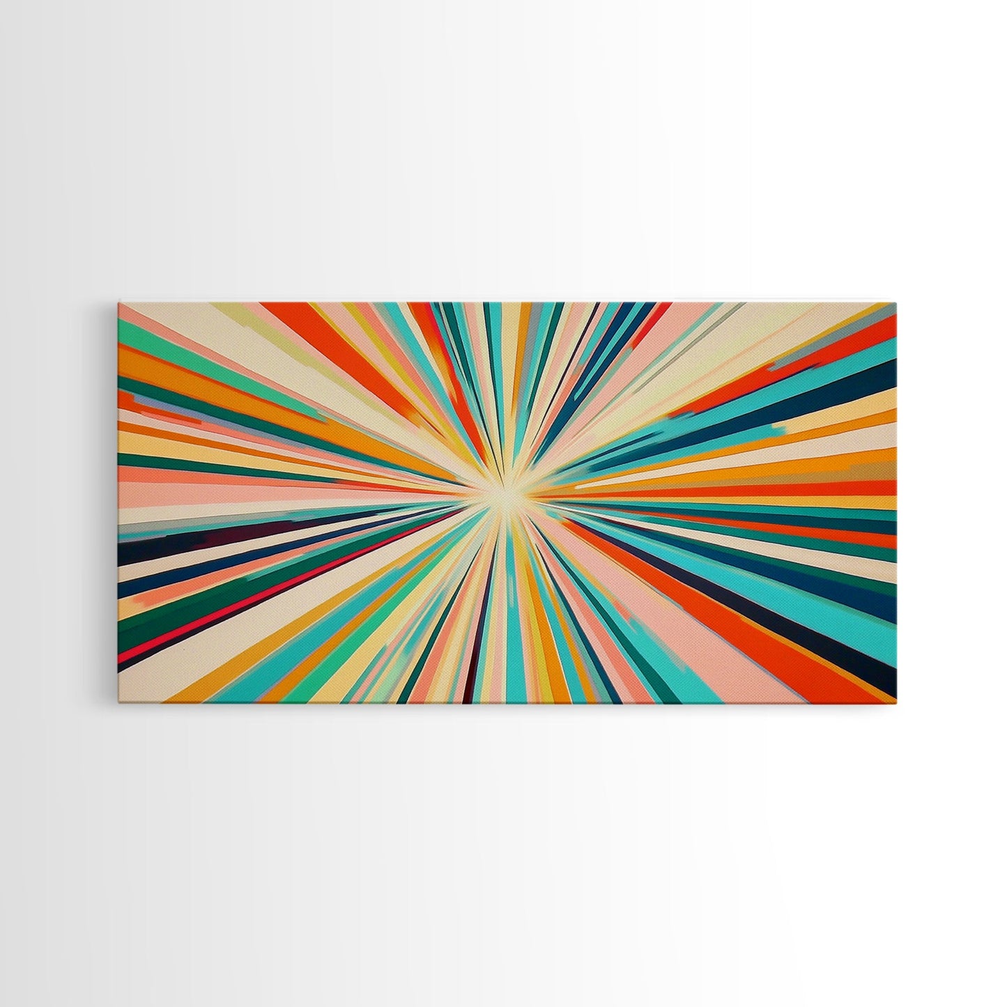 Abstract Star Burst Large Panoramic Wall Art Canvas Print - Horizontal Above Sofa Wall Art - Above Couch Wall Decor - Minimalist Boho Art