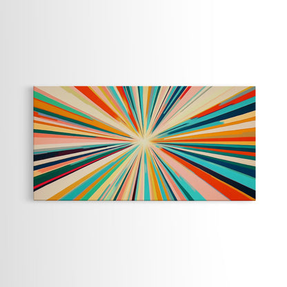 Abstract Star Burst Large Panoramic Wall Art Canvas Print - Horizontal Above Sofa Wall Art - Above Couch Wall Decor - Minimalist Boho Art