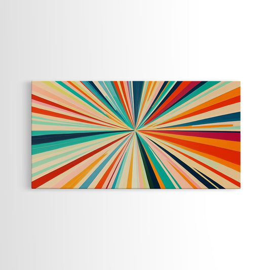 Boho Sun Canvas Print Retro Eclectic Wall Art, Pastel Colors, Preppy Decor, Mid Century Modern Wall Art, Minimalist Above Bed Decor