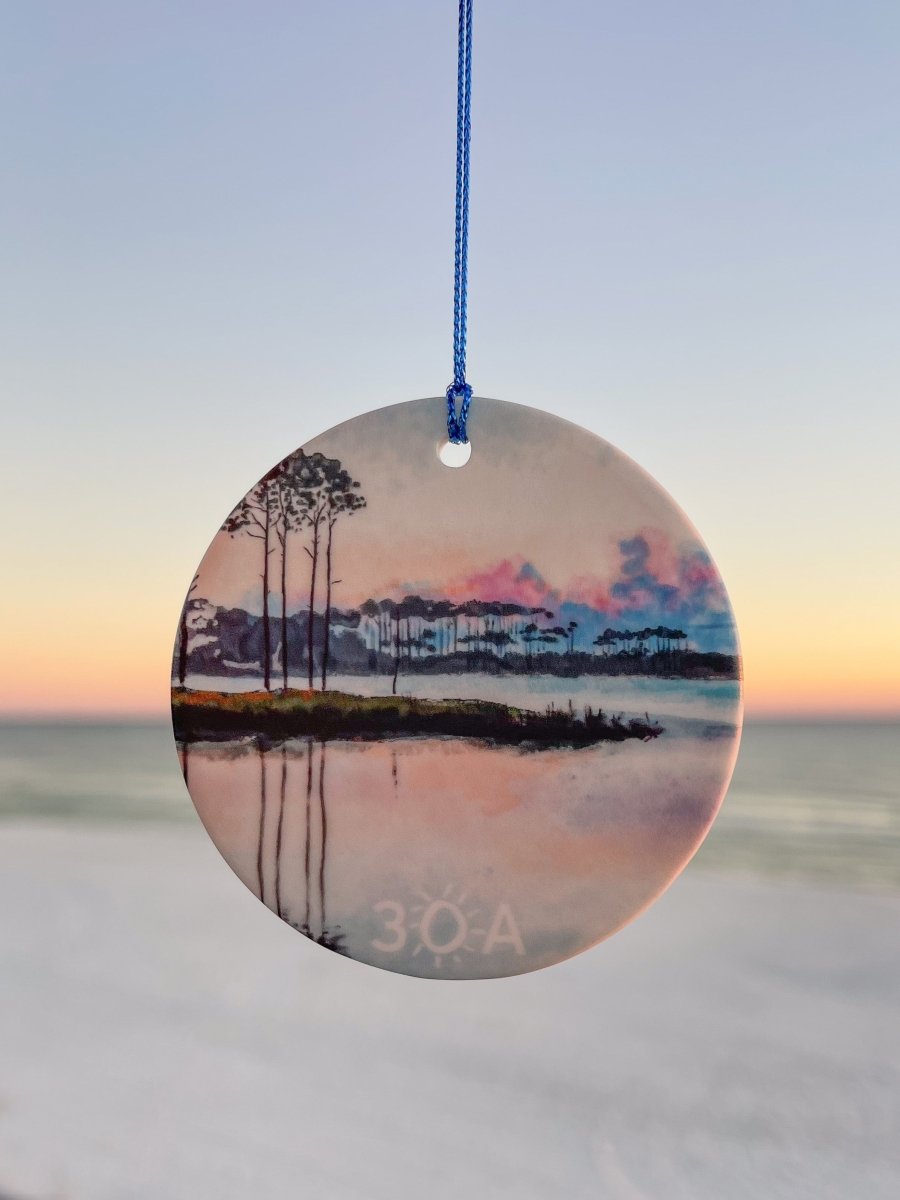 30A Western Lake Watercolor Ceramic Ornament