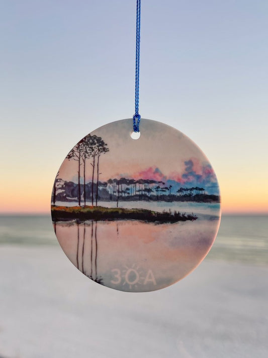 30A Western Lake Watercolor Ceramic Ornament