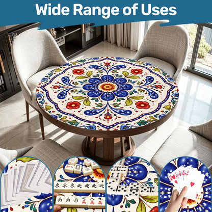 Polish Pottery Blue Porcelain Round Mahjong Mat