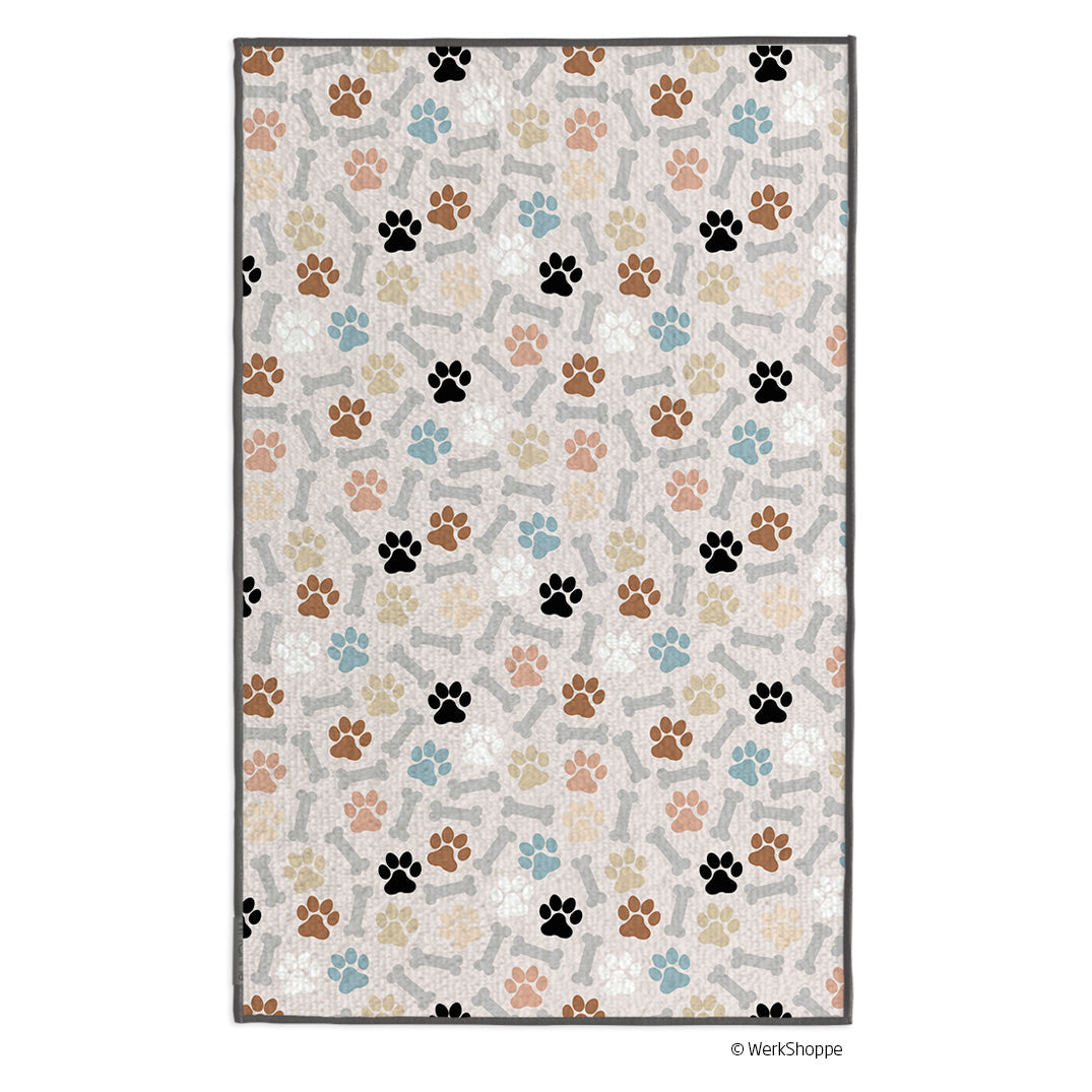 Neutral Dog Paws & Bone Pet Drying Towel