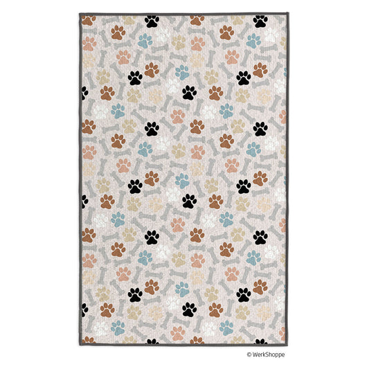 Neutral Dog Paws & Bone Pet Drying Towel
