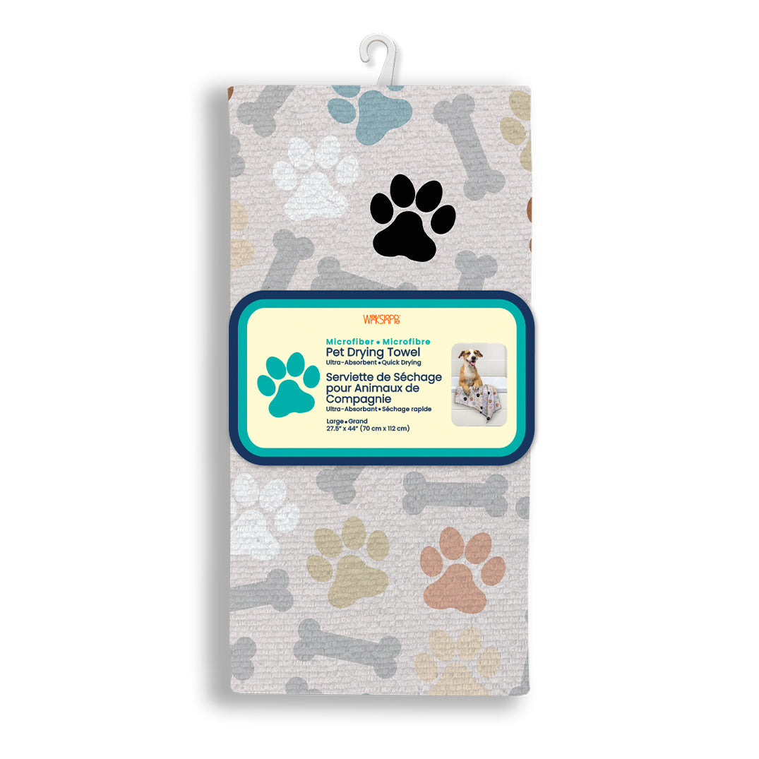 Neutral Dog Paws & Bone Pet Drying Towel