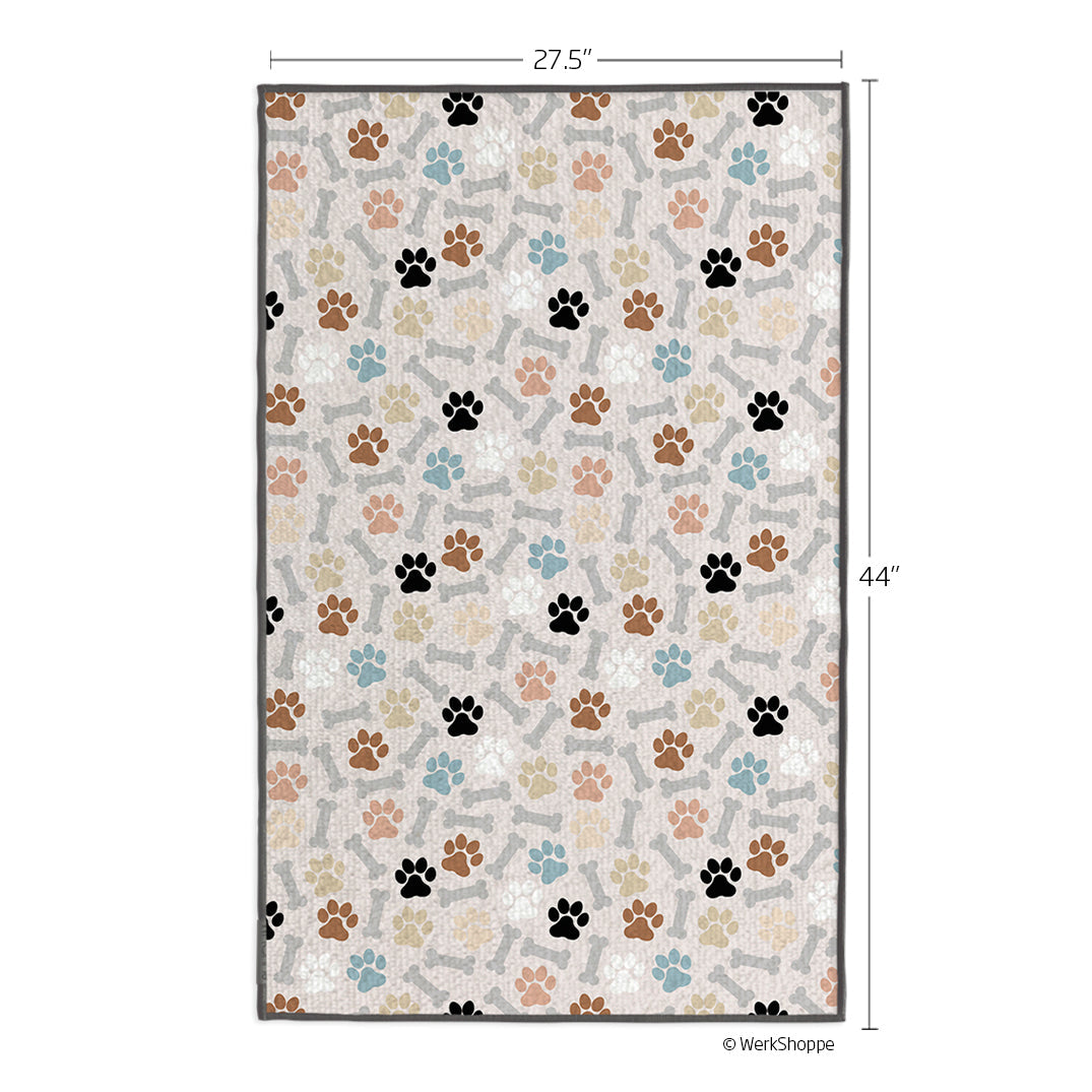Neutral Dog Paws & Bone Pet Drying Towel