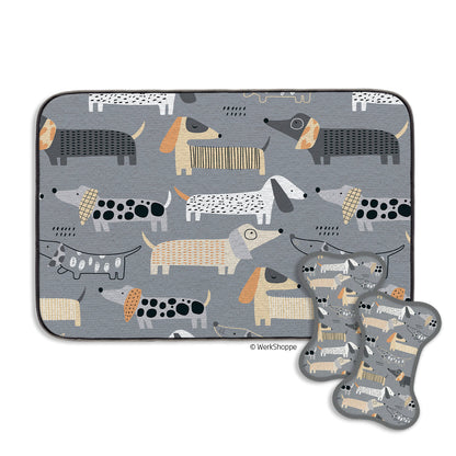 Dachshunds Bowl Mat & Scrubbie Set