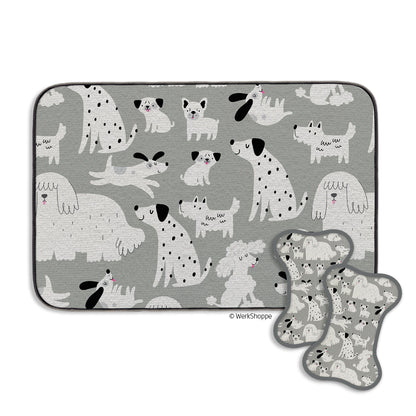 Gray & Black Dogs Bowl Mat & Scrubbie Set
