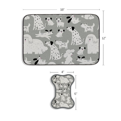 Gray & Black Dogs Bowl Mat & Scrubbie Set