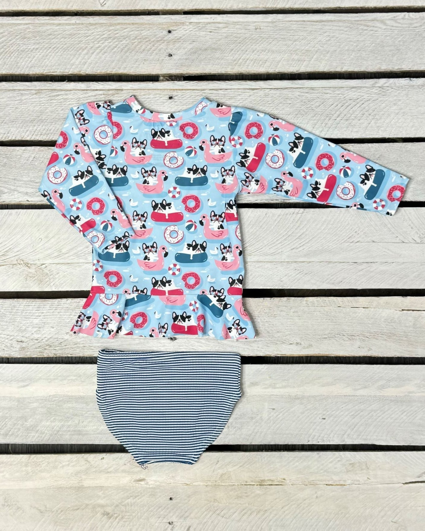 Pool Pups Girls Long Sleeve Sun Shirt and Bottom Set
