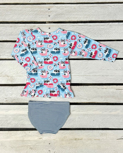 Pool Pups Girls Long Sleeve Sun Shirt and Bottom Set