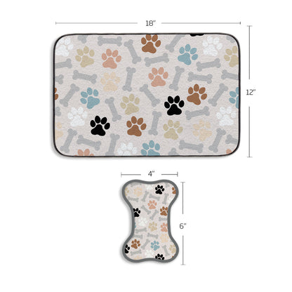 Dog Paws & Bone Bowl Mat & Scrubbie Set