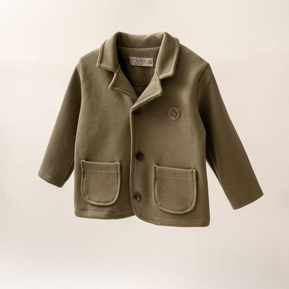 Olive Knitted Button-Up Jacket