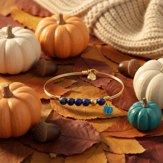 Denim Jean Pumpkin Bangle Bracelet